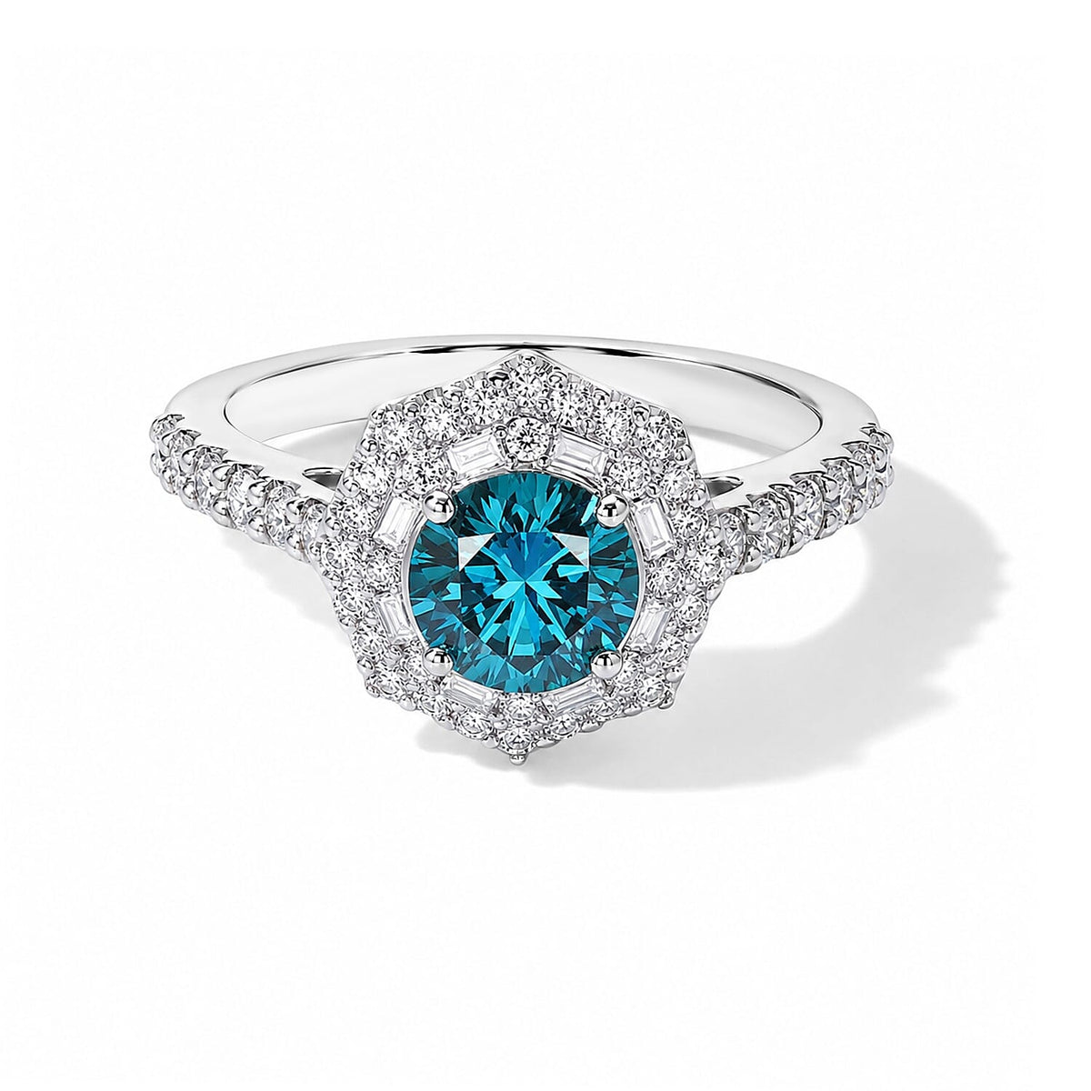 SGL Certified Luxuriant Lab Grown Blue Diamond (IR), Lab Grown Diamond (VS) Ring in Rhodium Over Sterling Silver (Size 10.0) 1.60 ctw VRS10865 925 Silver BX04 Ring