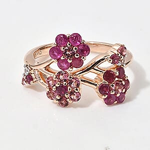 D'Joy Niassa Ruby , White Zircon Fancy Ring Sterling Silver 1.28 ctw