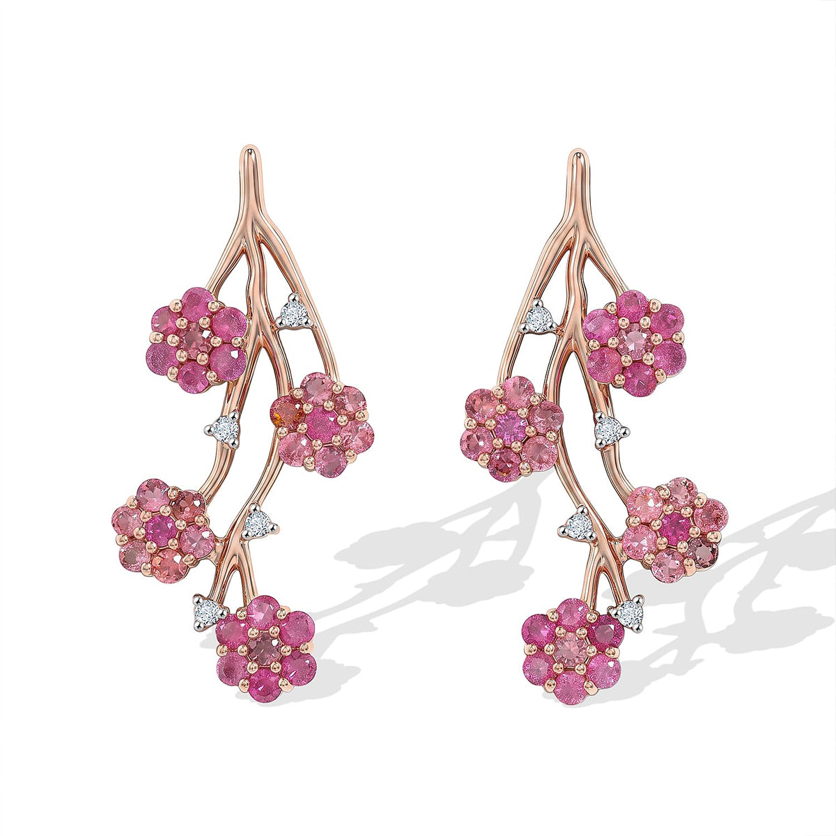 D'Joy Niassa Ruby , White Zircon Fancy Earring in 18K Vermeil YG Sterling Silver 2.61 ctw