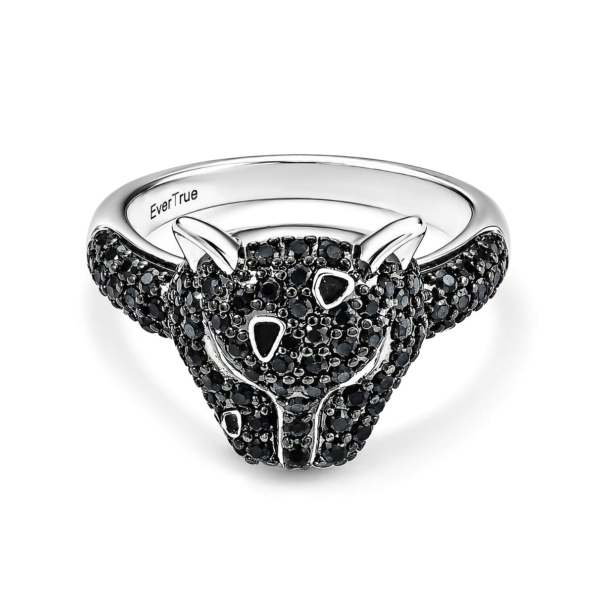 EverTrue Thai Black Spinel, Simulated Green Diamond 1.50 ctw Leopard Ring in in Dualtone (Size 10.0)