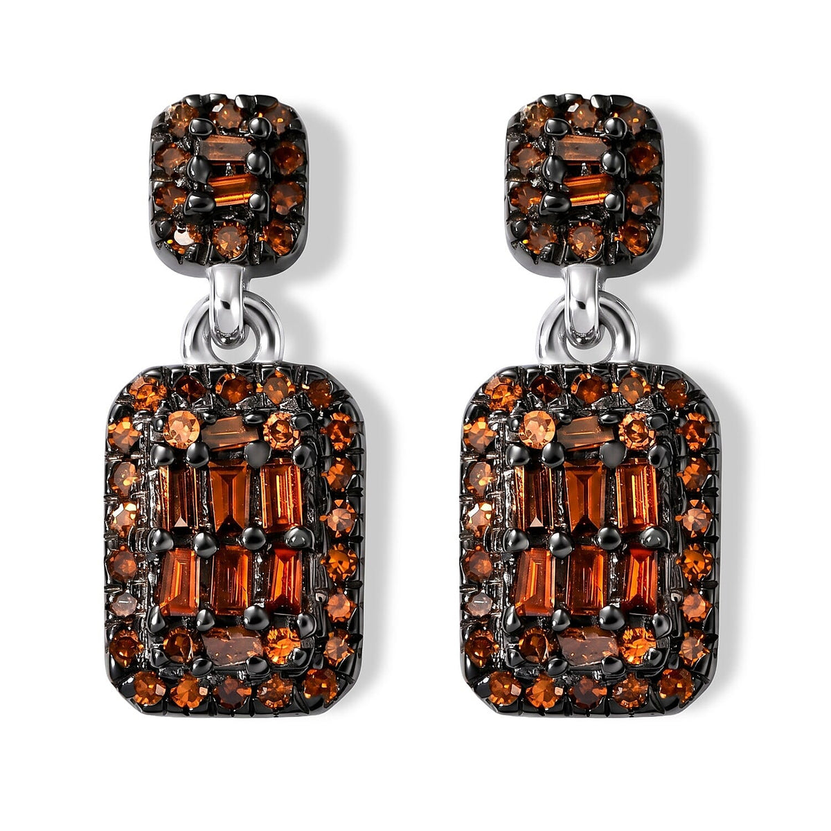 D'Joy Red Diamond (IR) 0.50 ctw Earrings in Rhodium Over Sterling Silver