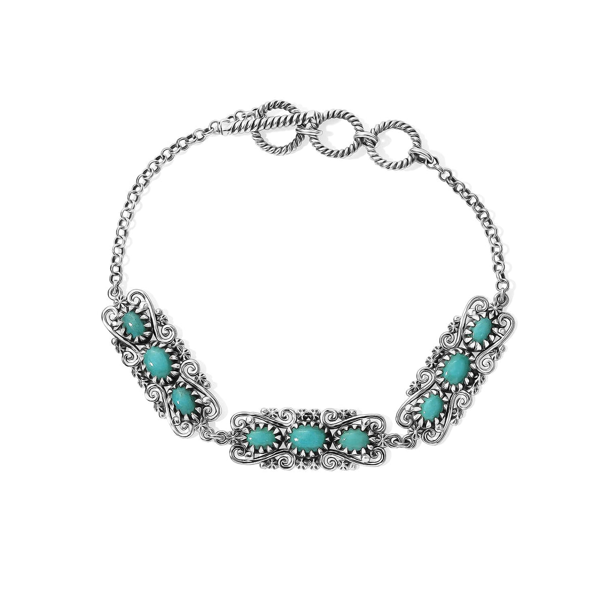 D''Joy Artisan Crafted Premium Tahoe Nevada Turquoise Bracelet in Sterling Silver (7.25 In) 4.80 ctw