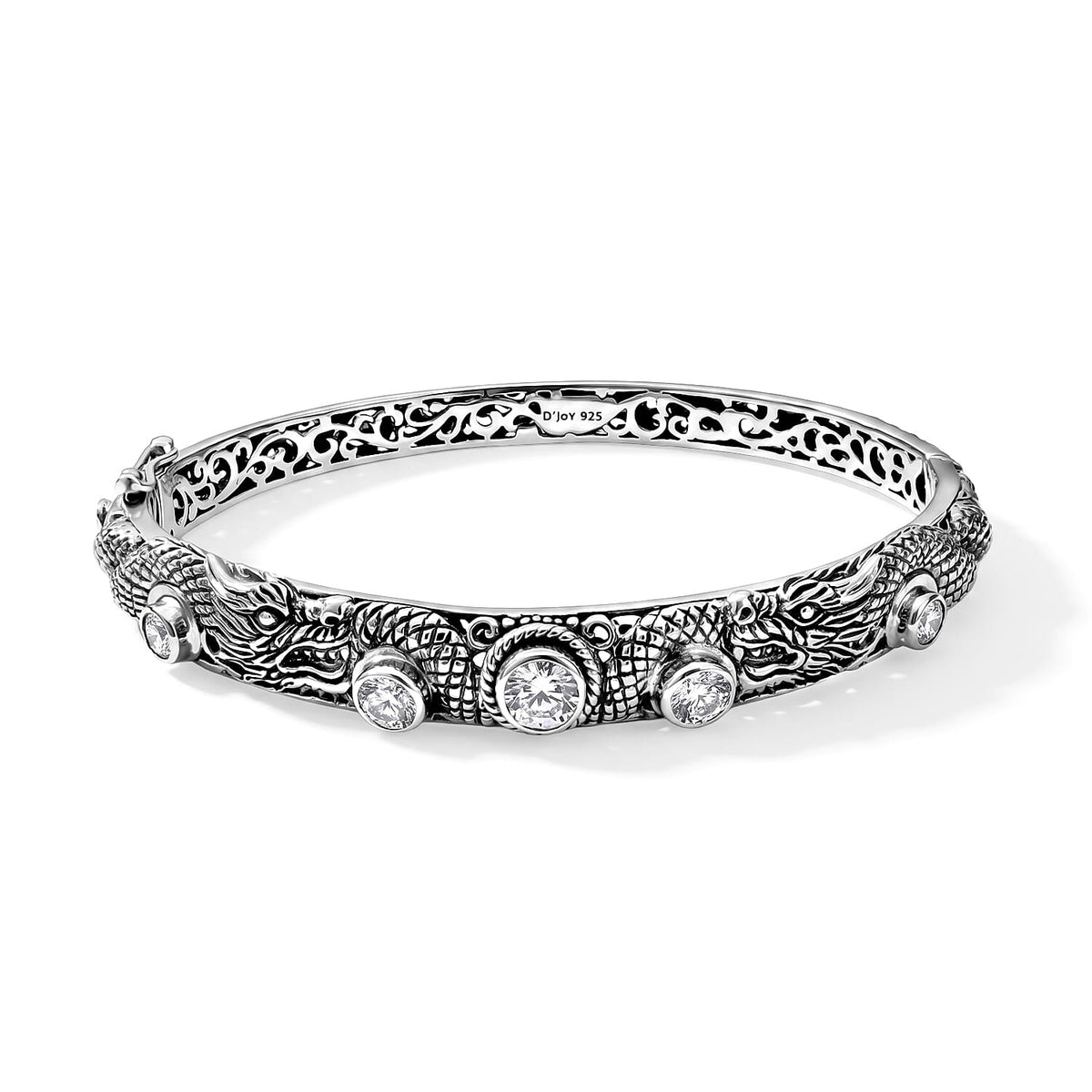 D''Joy Bali Legacy Moissanite 2.50 ctw Bangle Bracelet in Sterling Silver (7.25 In)