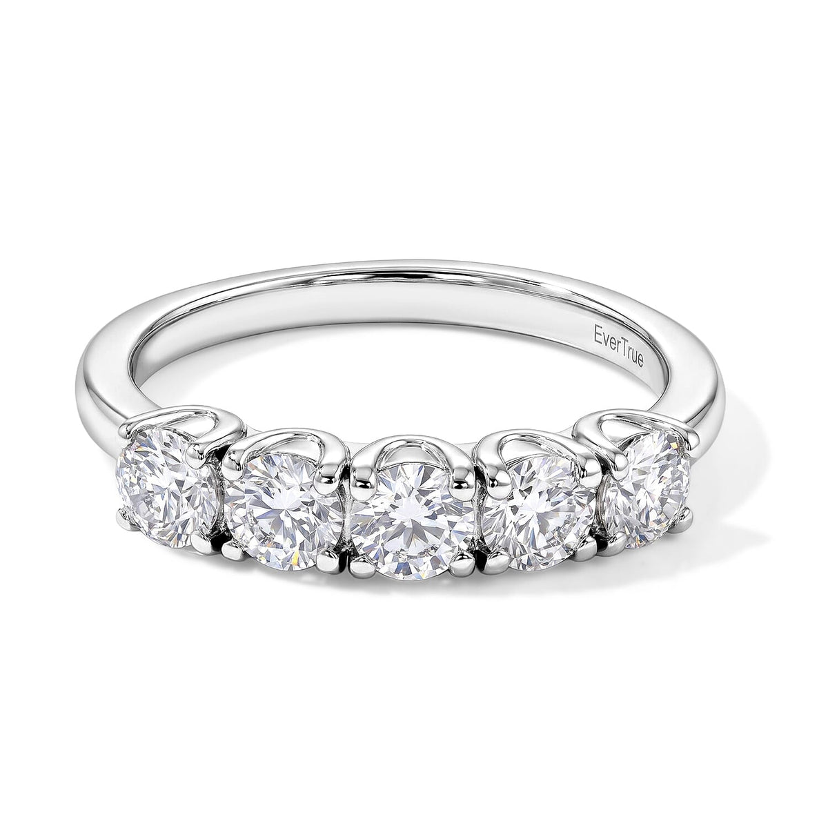 EverTrue Moissanite 5 Stone Ring in Stainless Steel (Size 10.0) 1.20 ctw