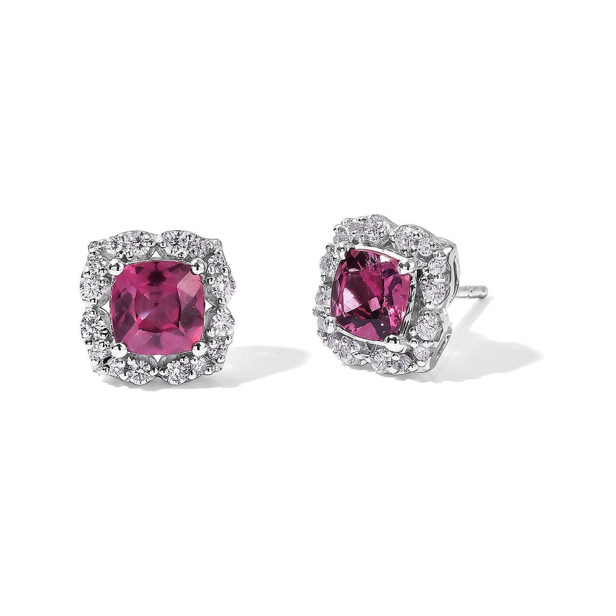 D''Joy Premium Usambara Color Change Garnet, Moissanite Earrings in Rhodium Over Sterling Silver 2.20 ctw