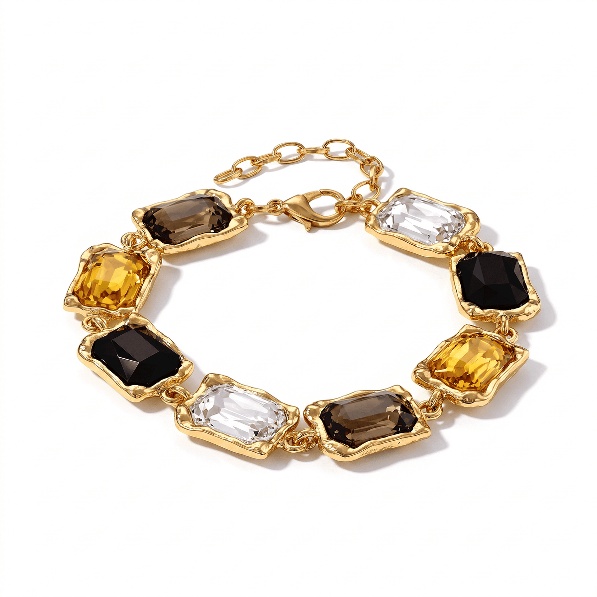 White Glass Bracelet in Silvertone (7.75-9.75In)