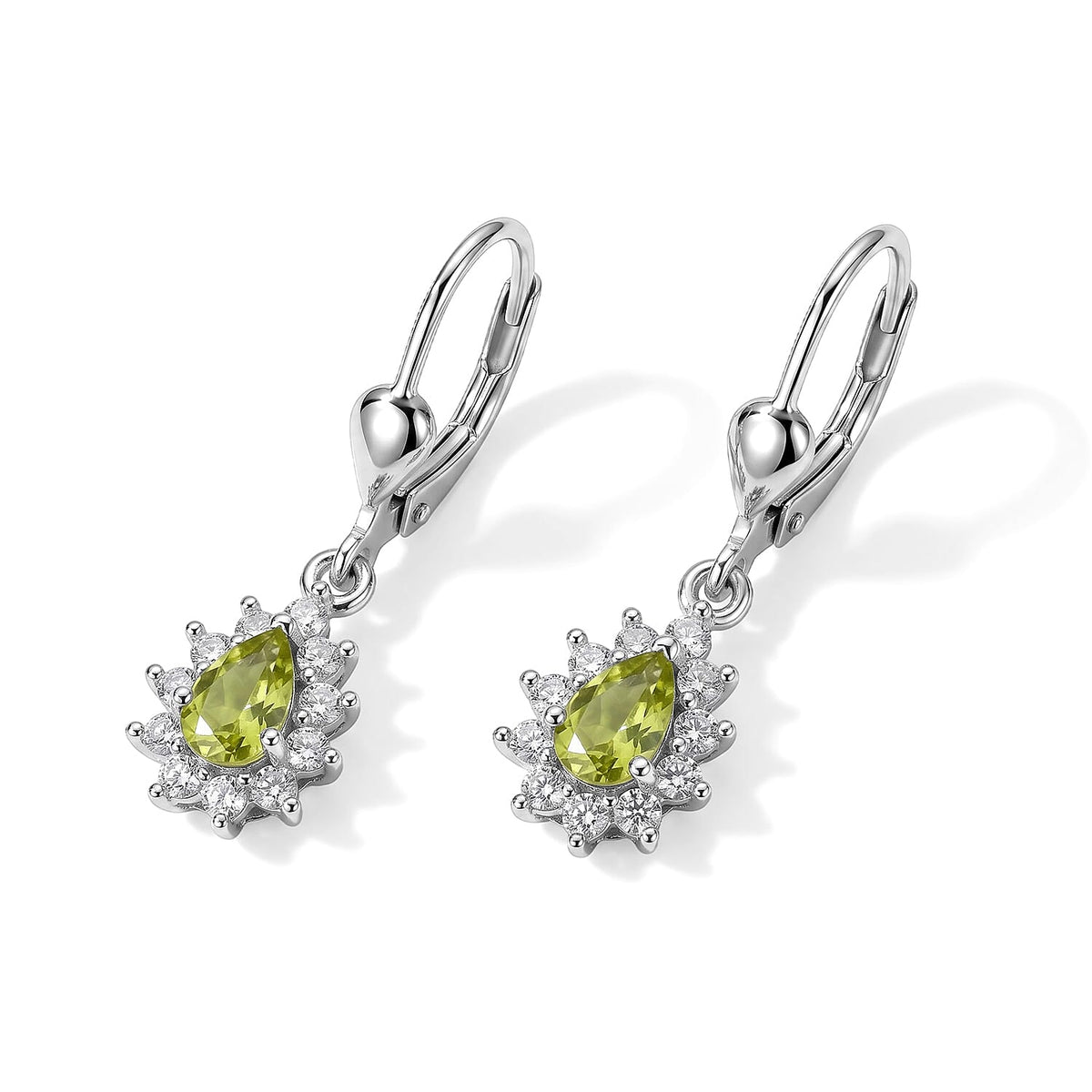 D''Joy Premium Green Sphene and Moissanite 0.80 ctw Earrings in Rhodium Over Sterling Silver