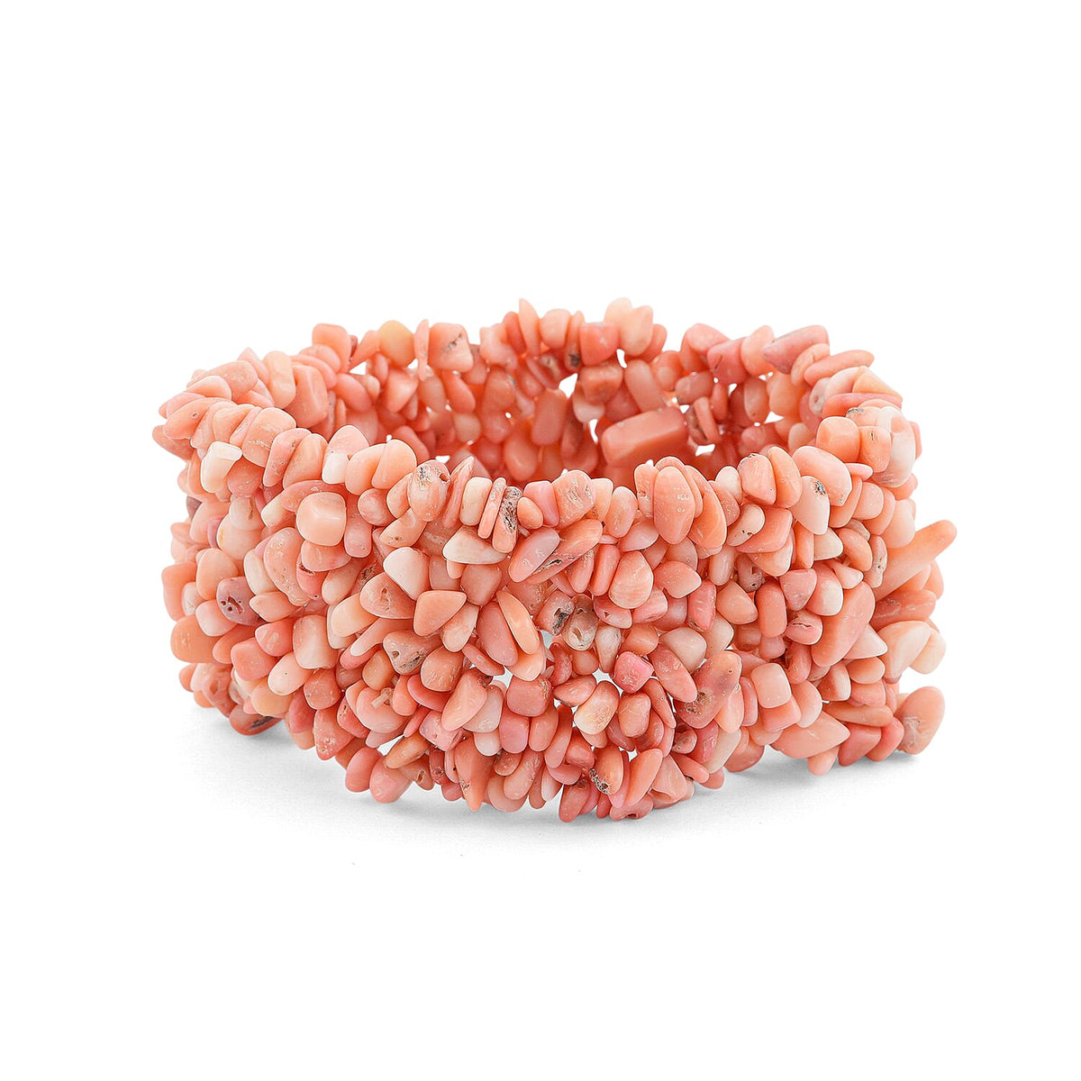 Melon Coral 353.15 ctw Chips Stretch Bracelet (6.0-8.0In)