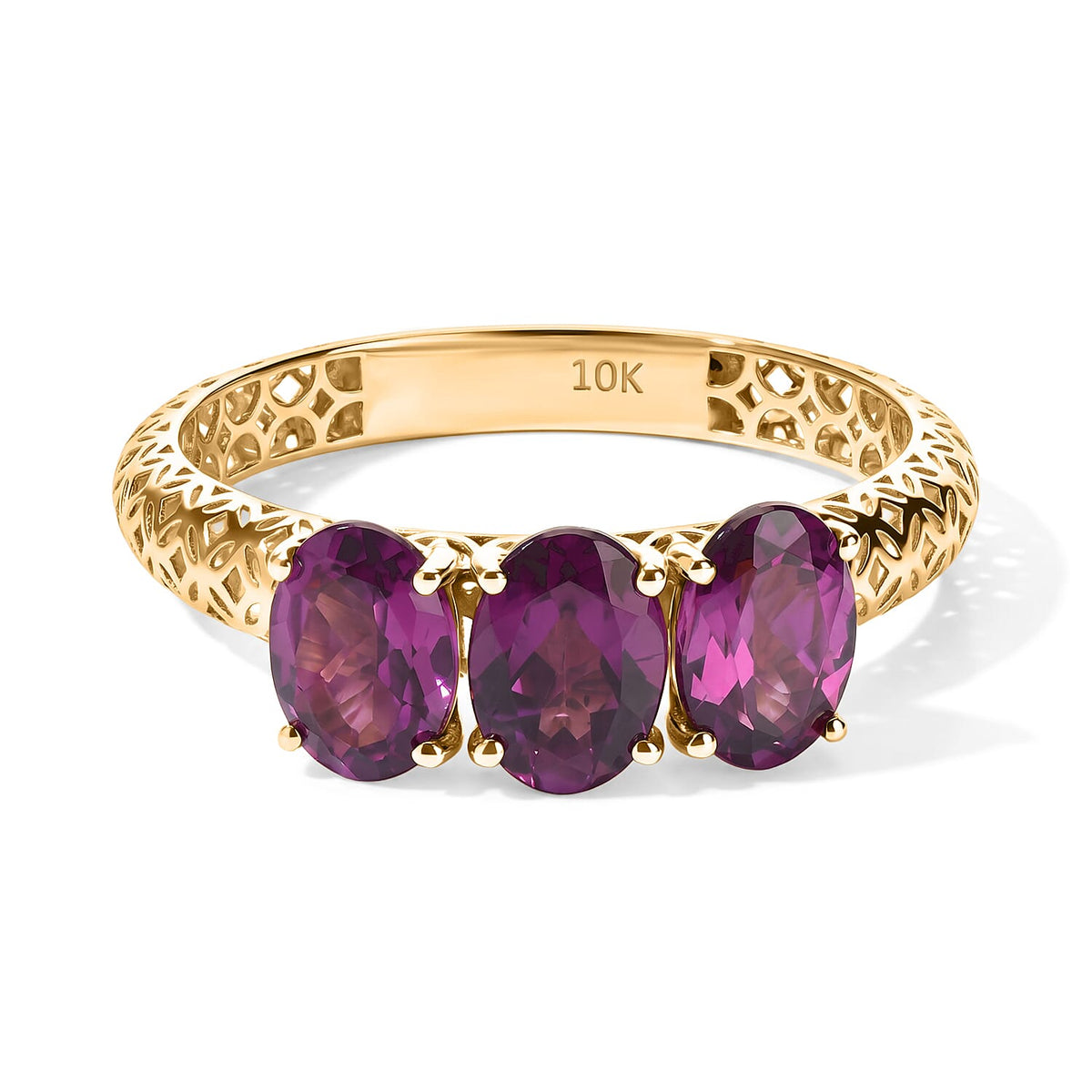 Mirage Collection 10K Yellow Gold AAA Emerald 3 Stone Ring (Size 10.0) 2.40 ctw
