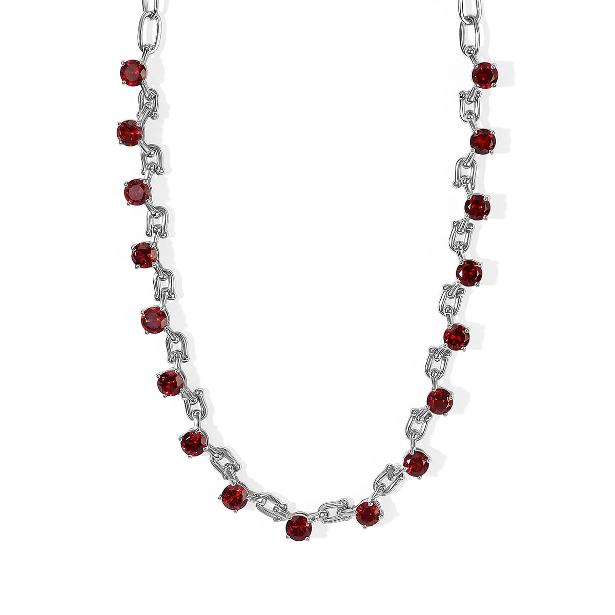 EverTrue Rose De France Amethyst 8.10 ctw Station Necklace in Platinum Bond with Stainless Steel 18 Inches