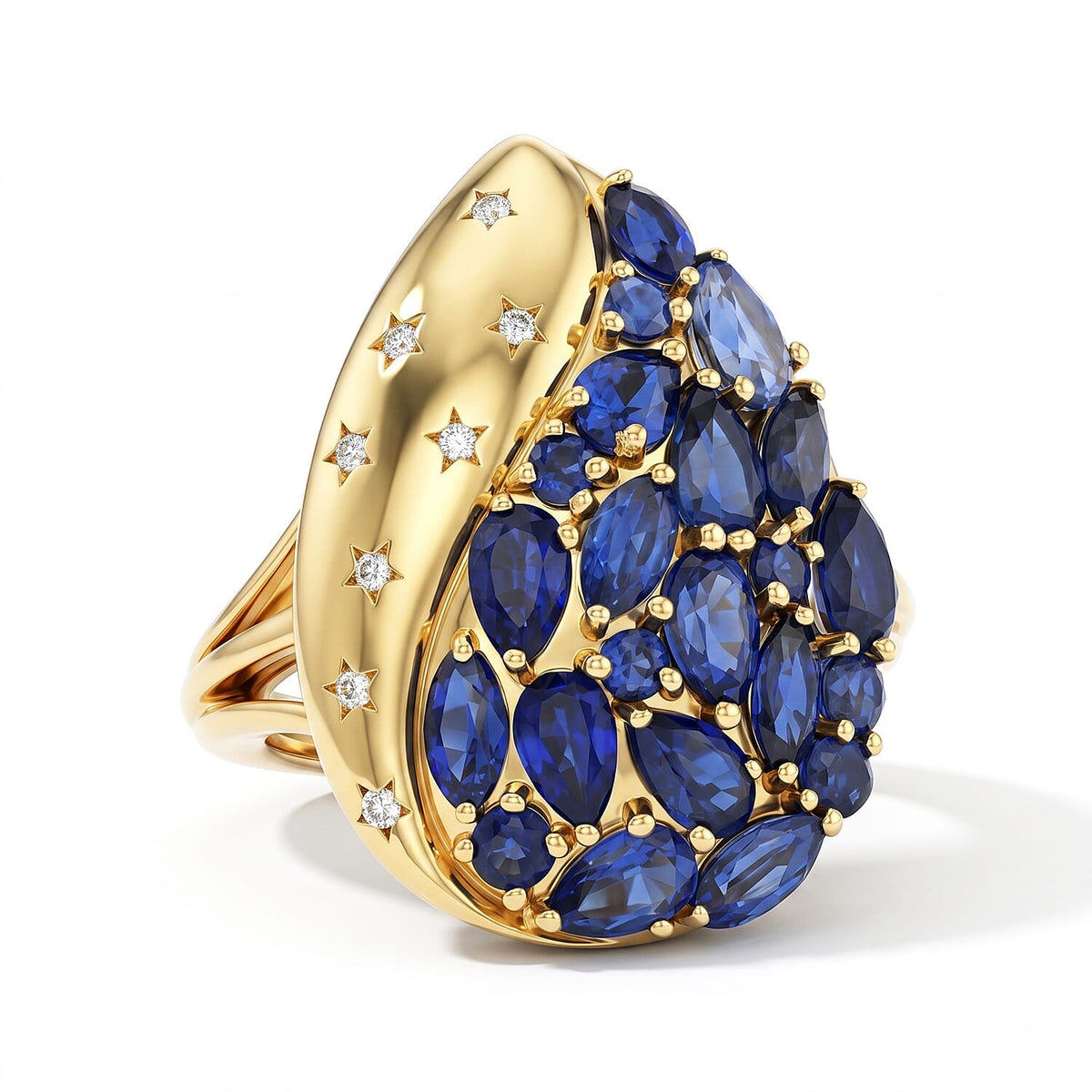 GP Premium Kashmir Kyanite, White Zircon Ring in 18K Vermeil YG Over Sterling Silver (Size 10.0) 3.90 ctw