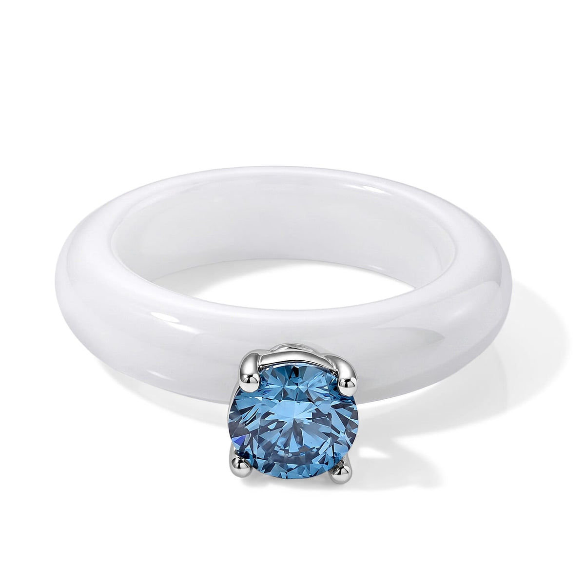 Luxuriant Lab Grown Blue Diamond (IR) (VS), Natural Jade Ring in Rhodium Over Sterling Silver (Size 6.0) 15.30 ctw