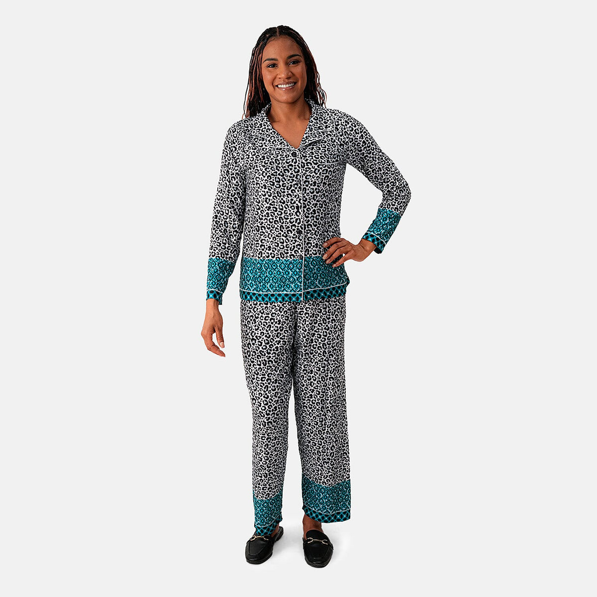Pink Label Brown Animal Fushia Border Pajamas - M