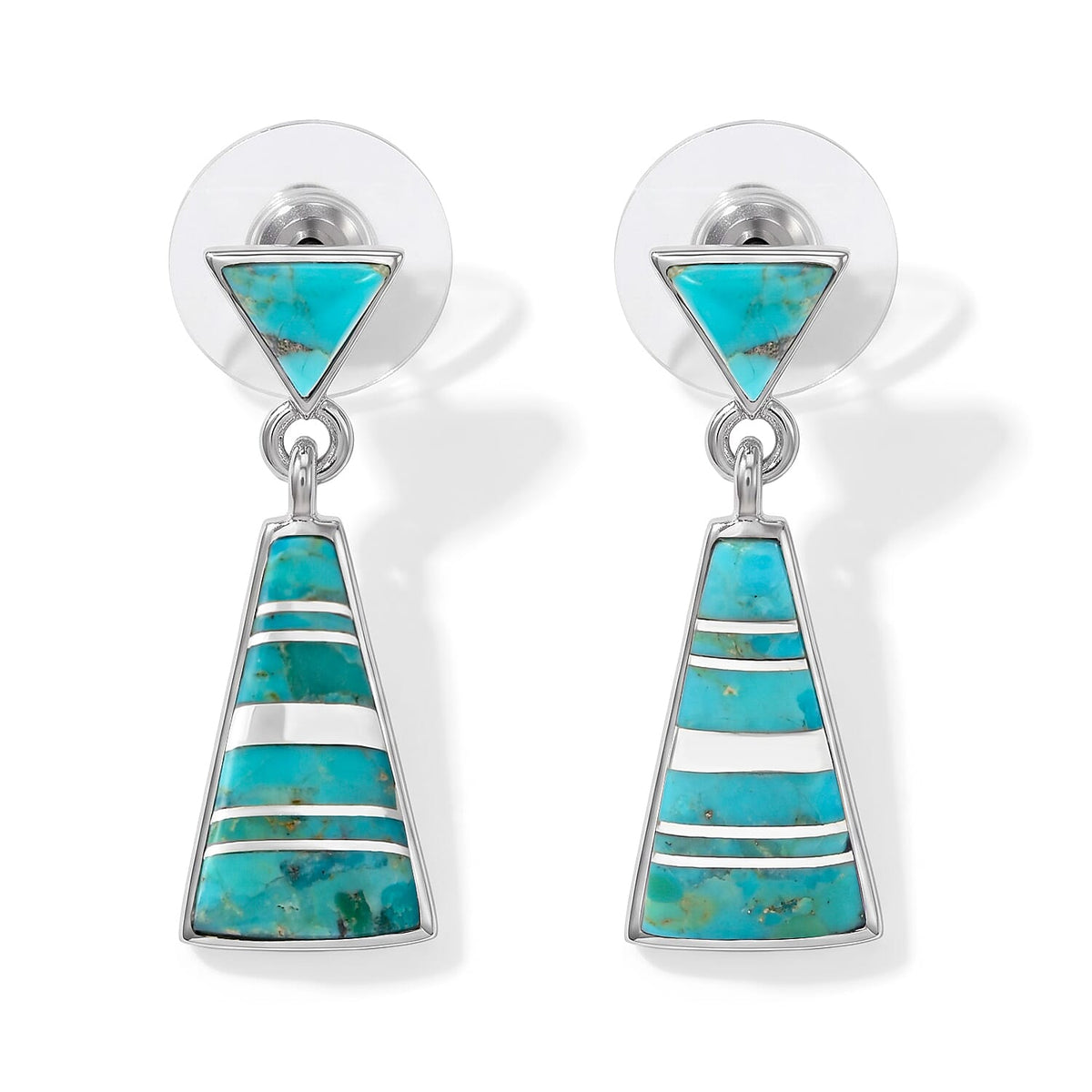 Santa Fe Style Kingman Turquoise 2.00 ctw Earrings in Sterling Silver