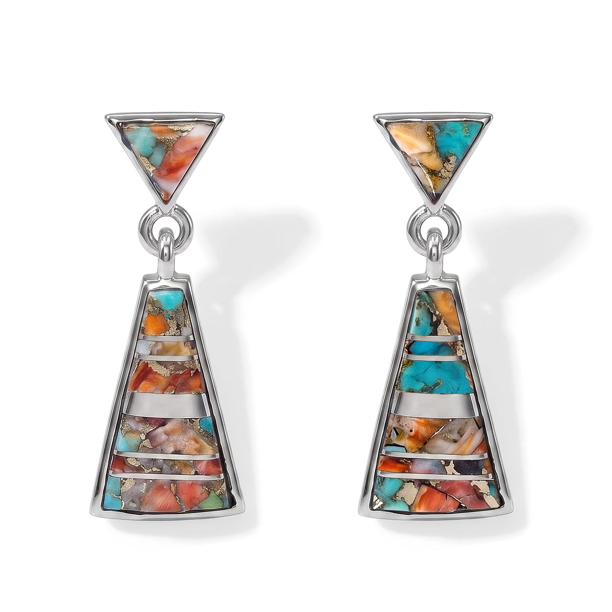 Santa Fe Style Kingman Turquoise 2.00 ctw Earrings in Sterling Silver