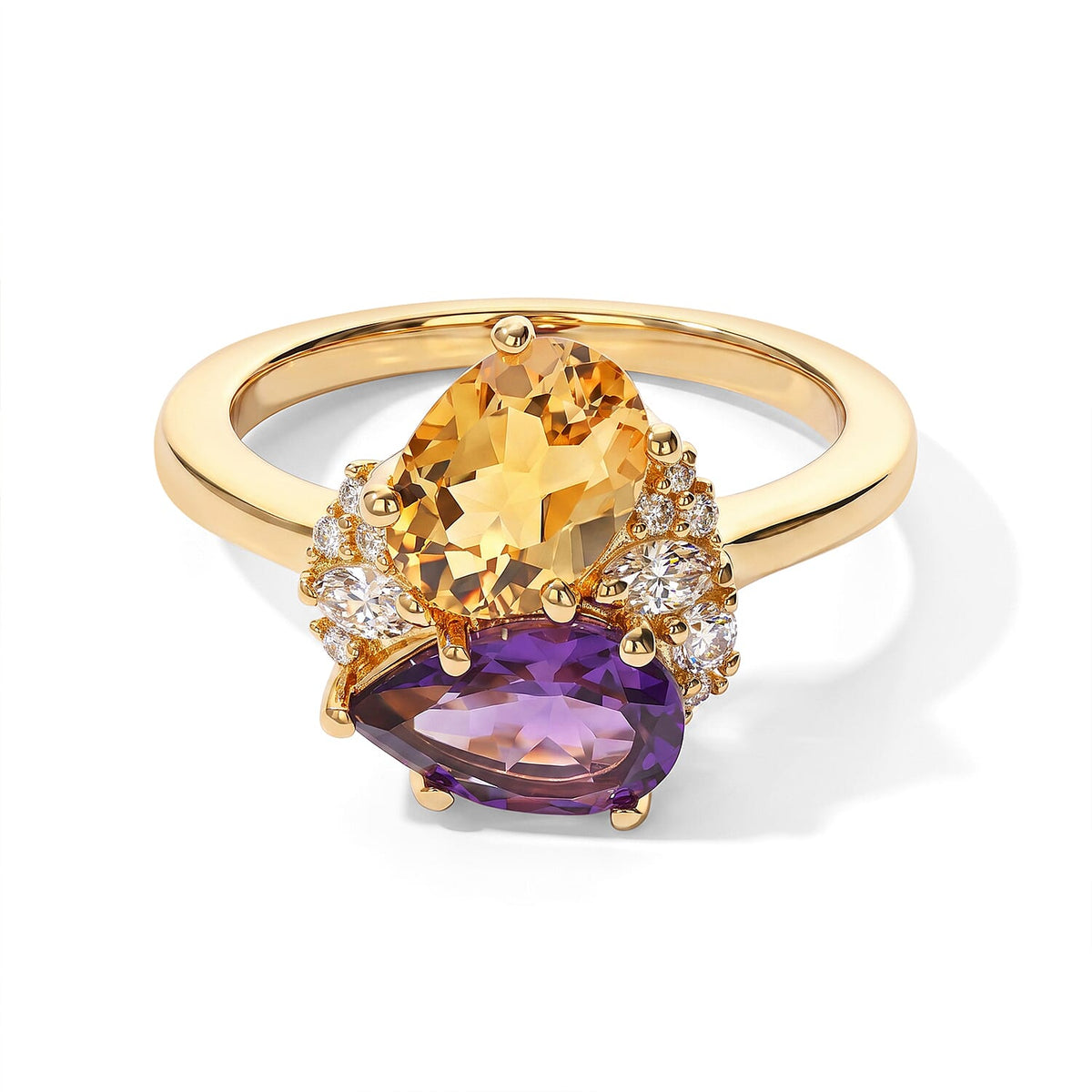 EverTrue African Amethyst, Multi Gemstone Fancy Ring in 18K YG Plated (Size 10.0) 2.40 ctw