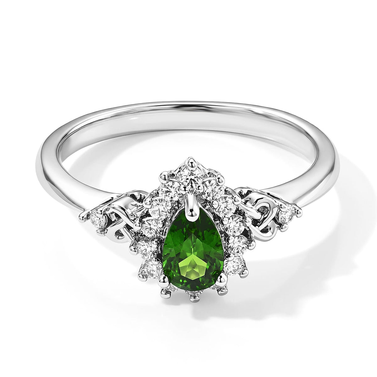 EverTrue Chrome Diopside and Simulated Diamond 0.80 ctw Ring in Platinum Bond (Size 10.0)