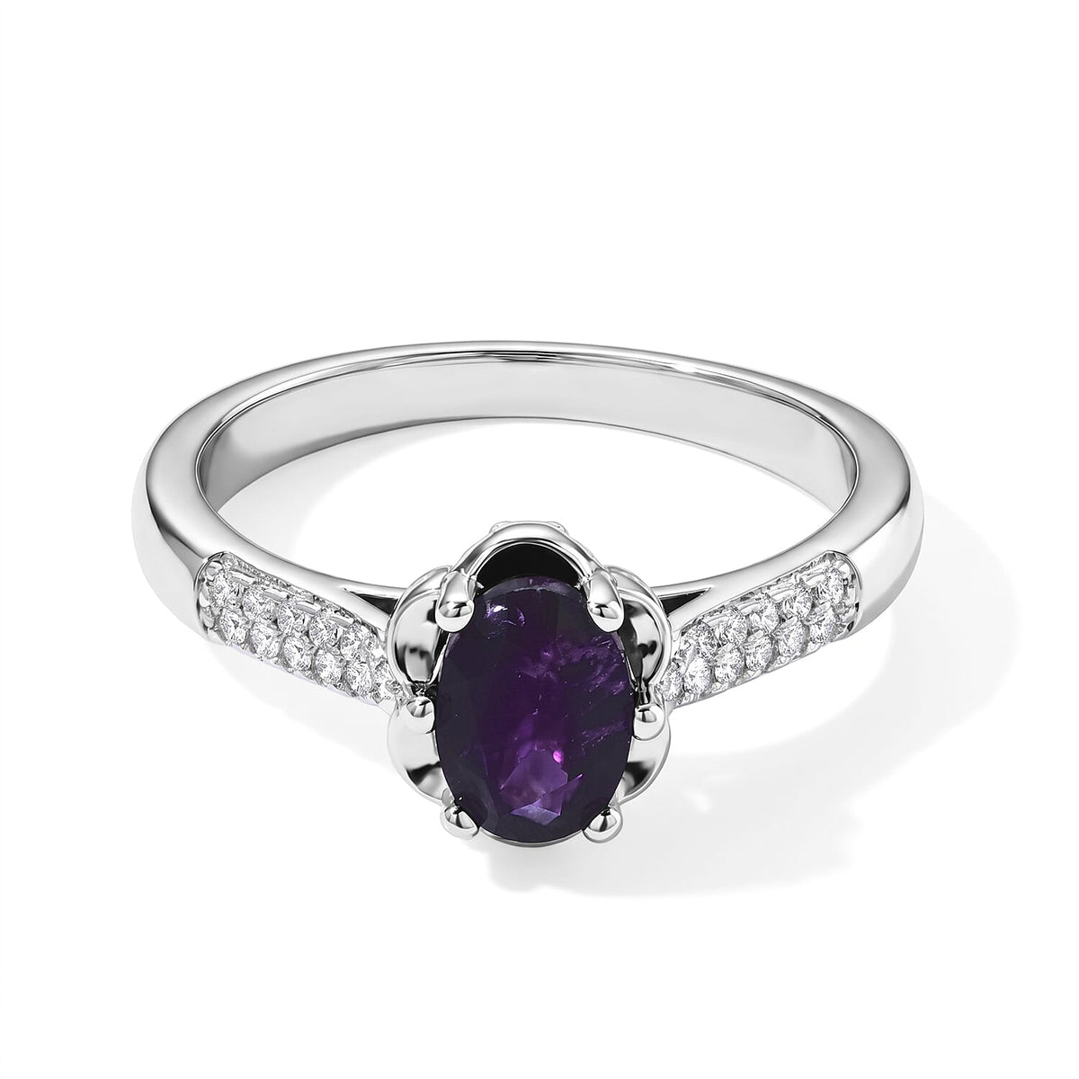 EverTrue Chrome Diopside and Simulated Diamond 1.00 ctw Ring in Platinum Bond (Size 10.0)