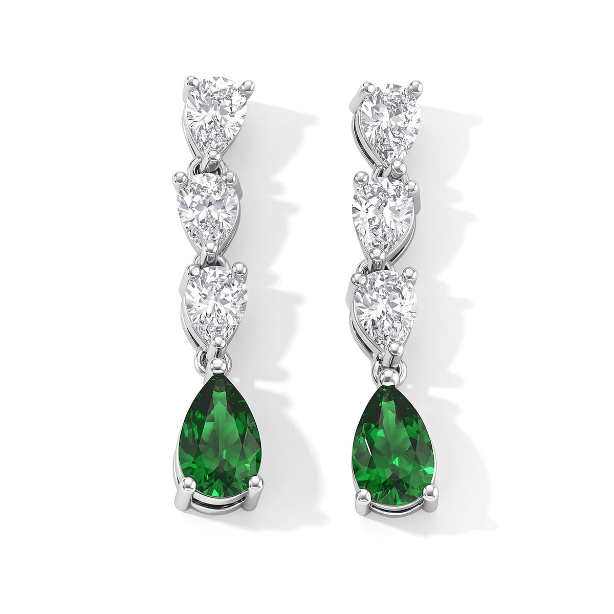 Chrome Diopside and Simulated Diamond 2.25 ctw Earrings in Platinum Bond and Stainless Steel