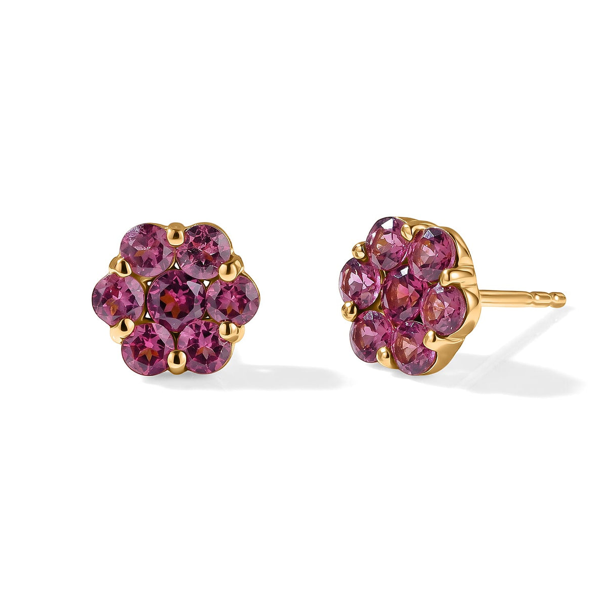 D''Joy Tanzanian Wine Garnet 2.20 ctw Earrings in 18K Vermeil Yellow Gold Over Sterling Silver