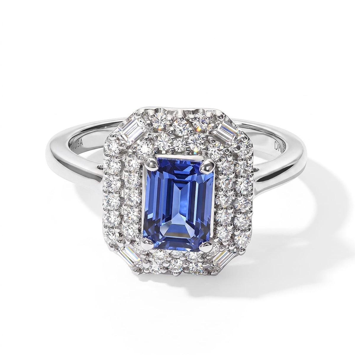 Certified and Appraised D''Joy Premium Tanzanite and Moissanite 1.40 ctw Ring in Rhodium Over Sterling Silver (Size 10.0)