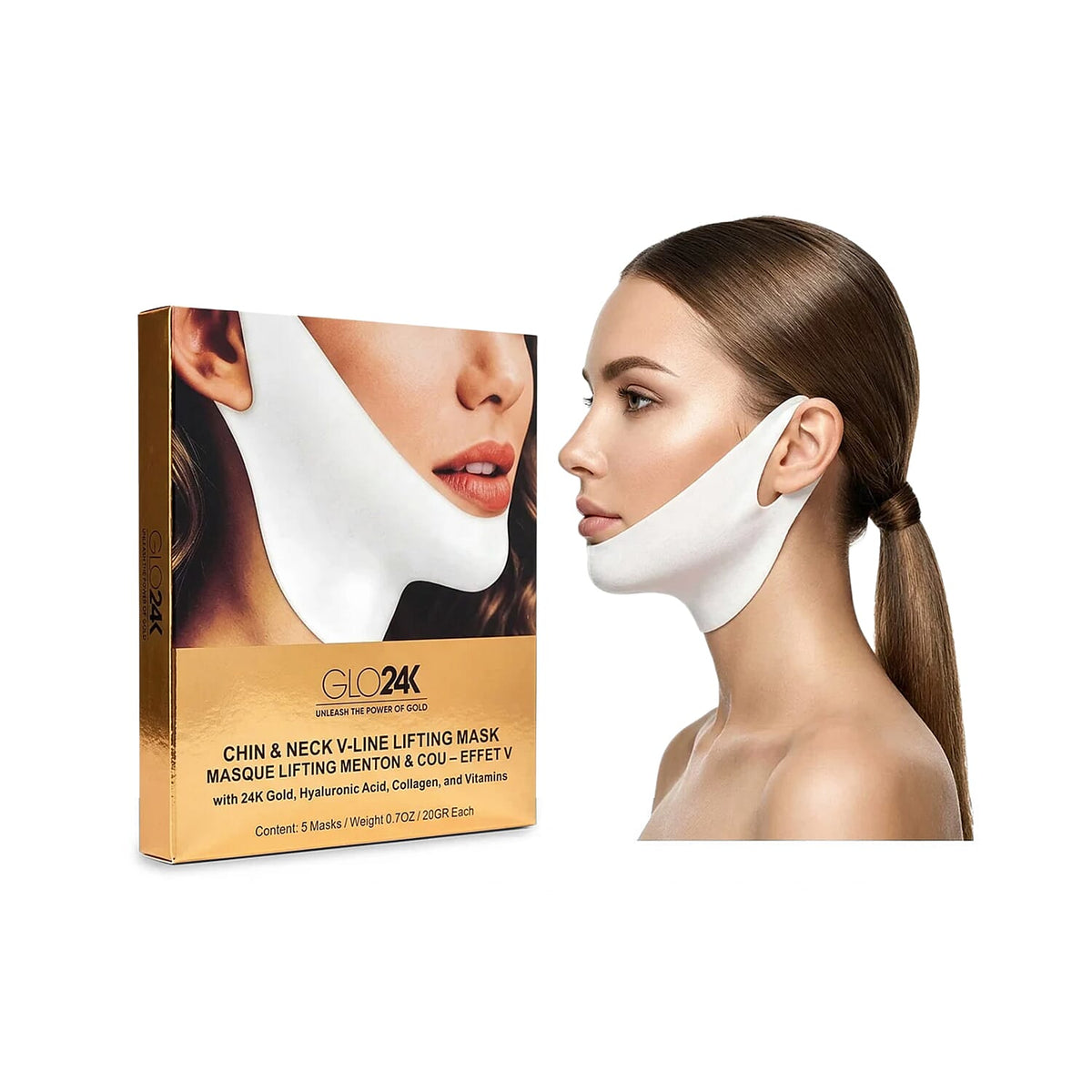 GLO24K Rejuvenating Chin & Neck V-line Lifting Mask (Ships in 3-5 Days)