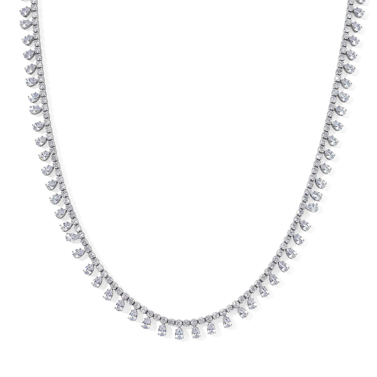 Red Austrian Crystal and Simulated Diamond Necklace (20-22 Inches) in Rosetone