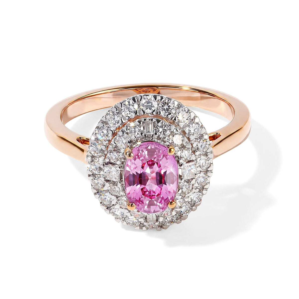 Doorbuster Certified and Appraised Luxoro 14K Rose Gold AAA Madagascar Pink Sapphire, Diamond (I2) (0.53 cts) Ring (Size 10.0) 1.50 ctw