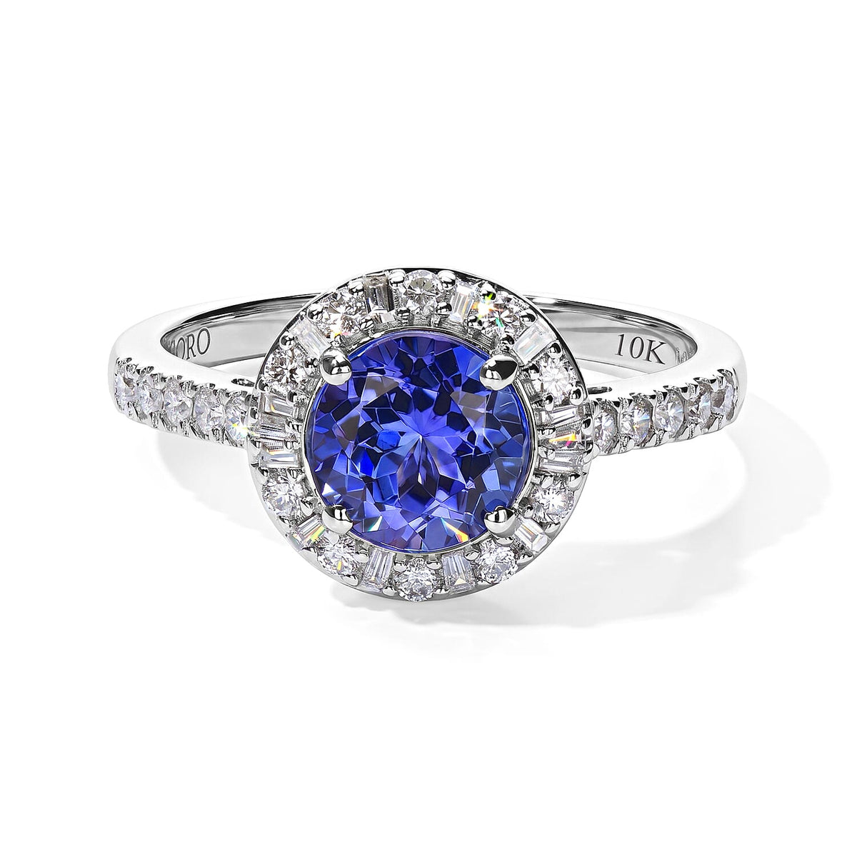 Certified and Appraised Luxoro 10K White Gold AAA Tanzanite, Diamond (I2) (0.40 cts) Ring (Size 10.0) 2.00 ctw