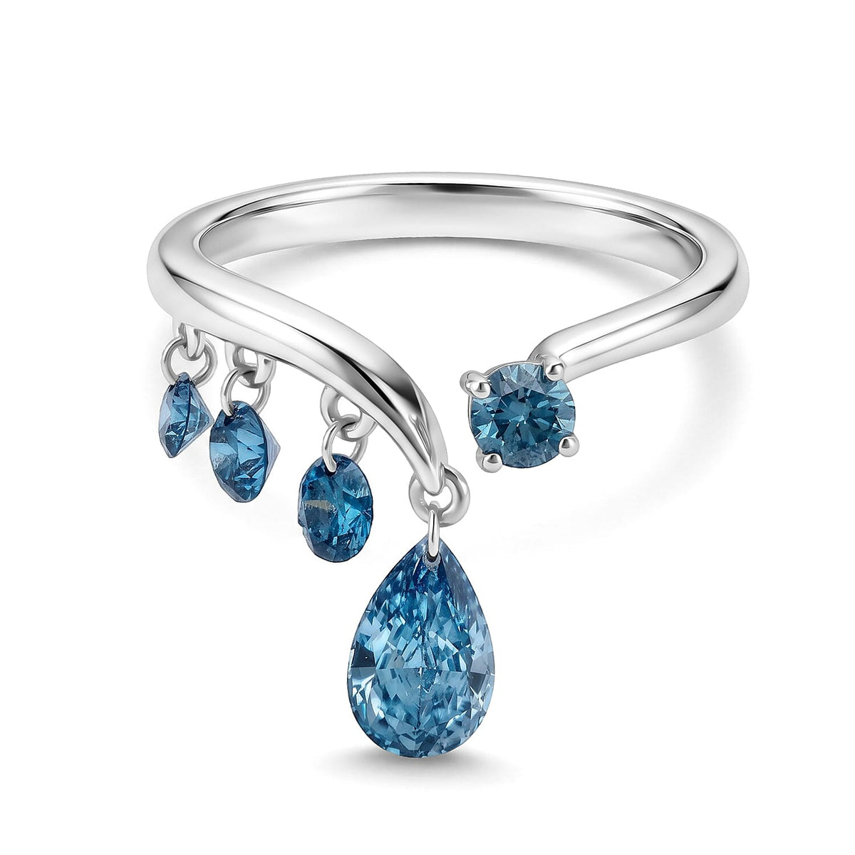 Luxuriant Lab Grown Blue Diamond IR SI 1.00 ctw Ring in Rhodium Over Sterling Silver (Size 8.0)