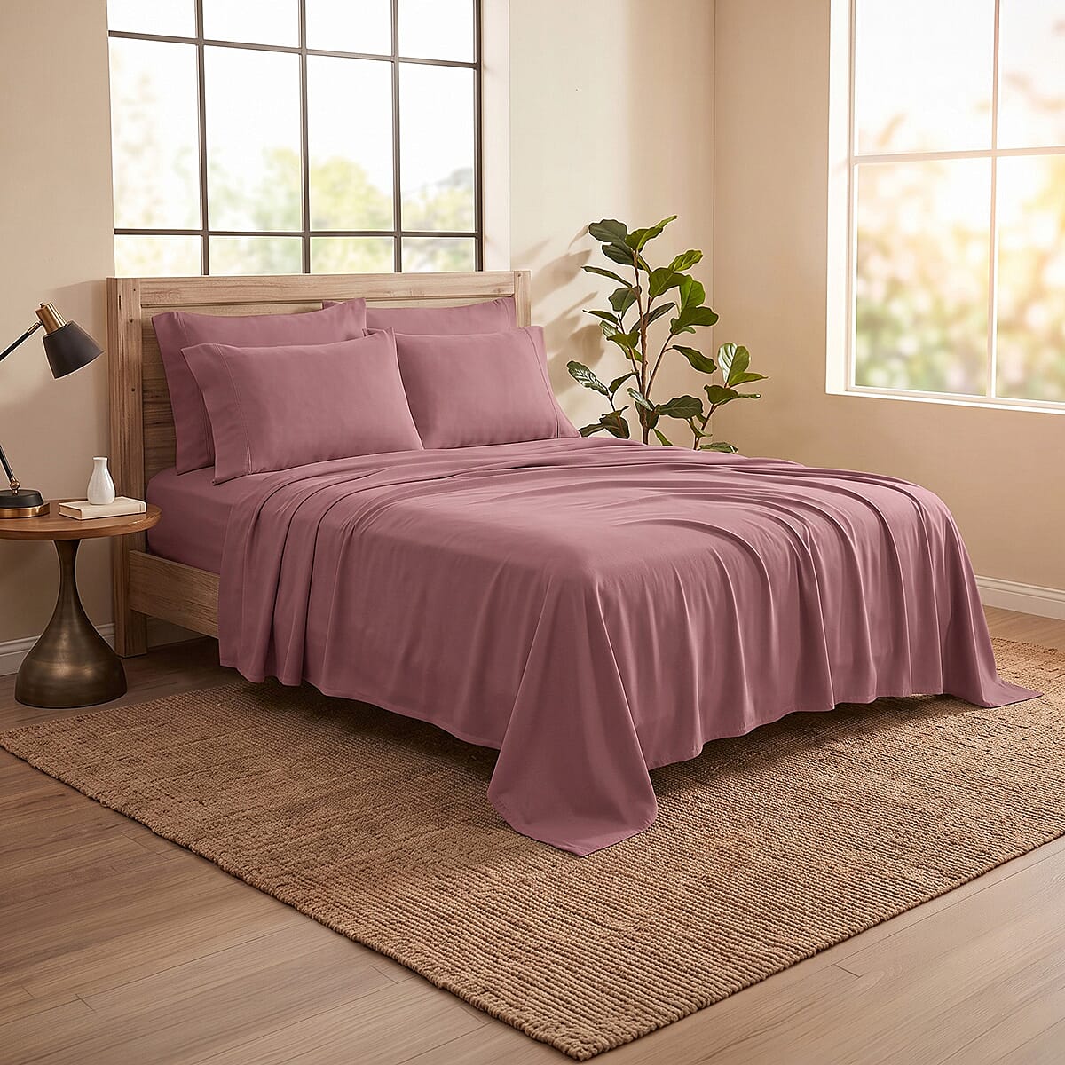 American Thread Collection 6pc Navy Blue Microfiber Sheet Set -Full