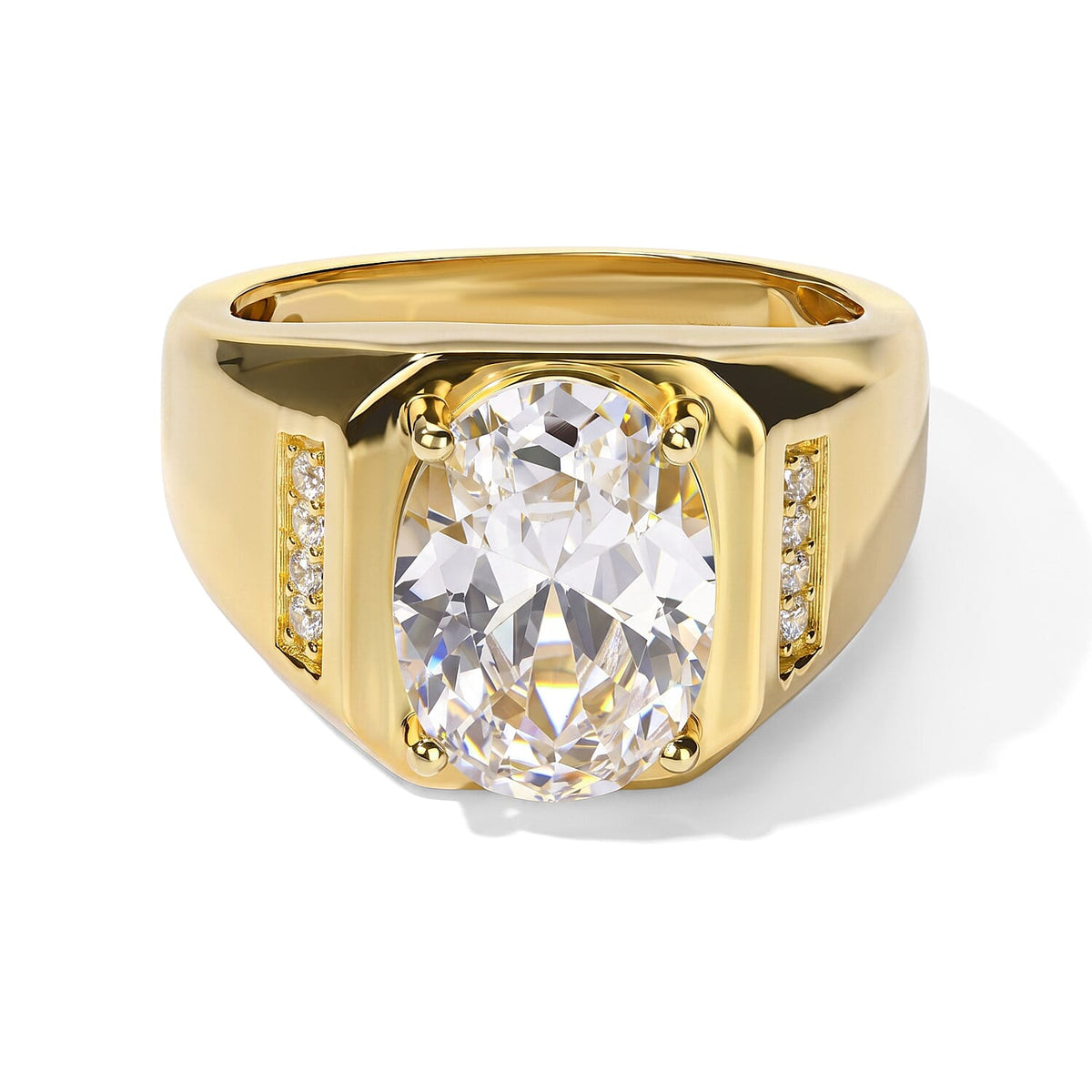 EverTrue Simulated Diamond Mens Ring in 18K YG Plating Pure Yellow Brass 10.16 ctw