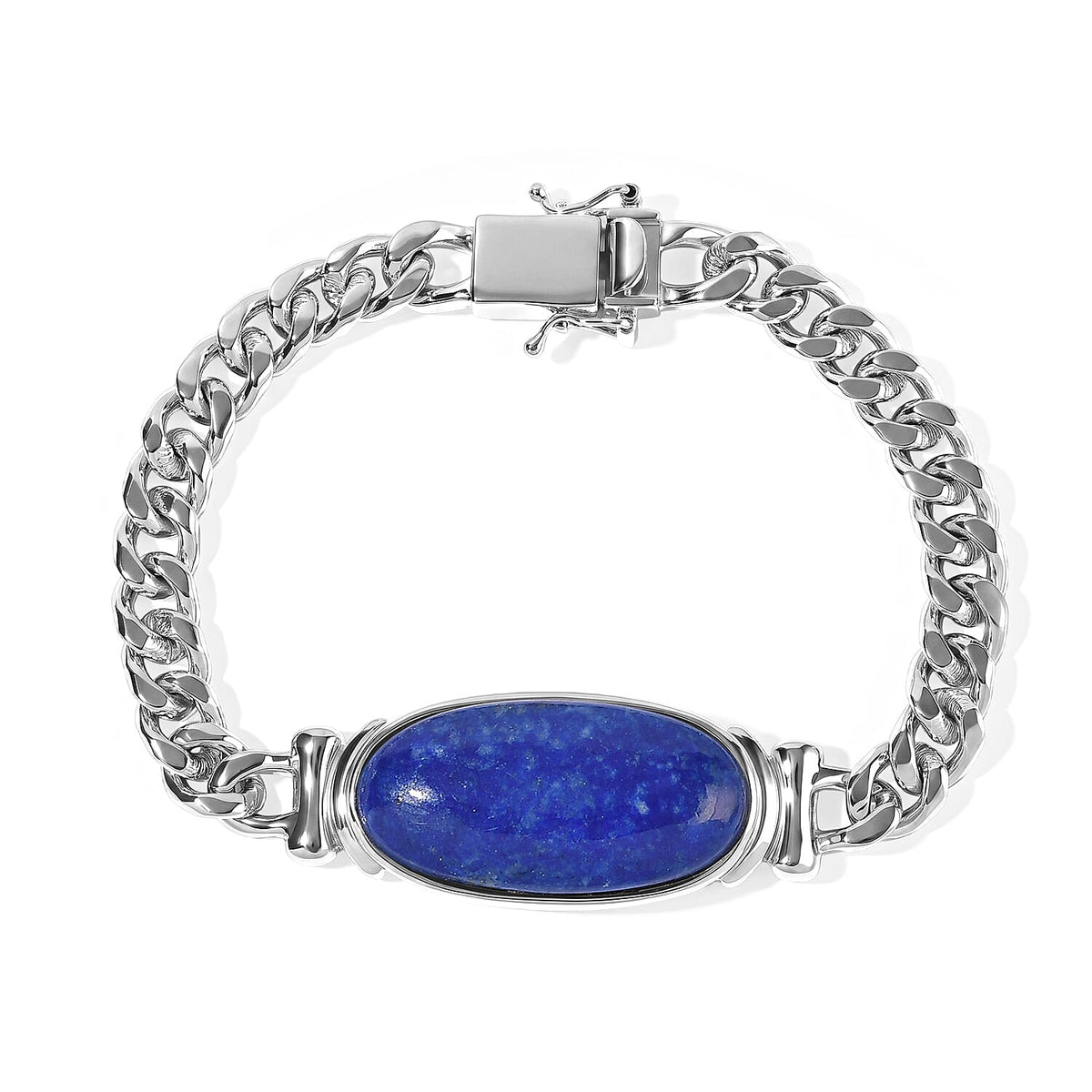 EverTrue Lapis Lazuli Fancy Bracelet (Size - 7.25) in Platinum Over Pure Yellow Brass 20.47 ctw