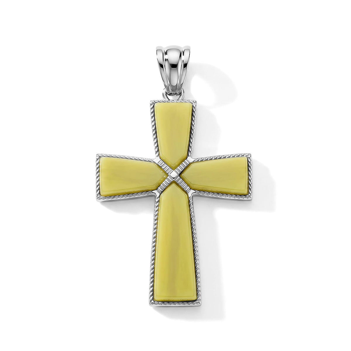 Tigers Eye 28.00 ctw Taper Point Cross Pendant in Silvertone