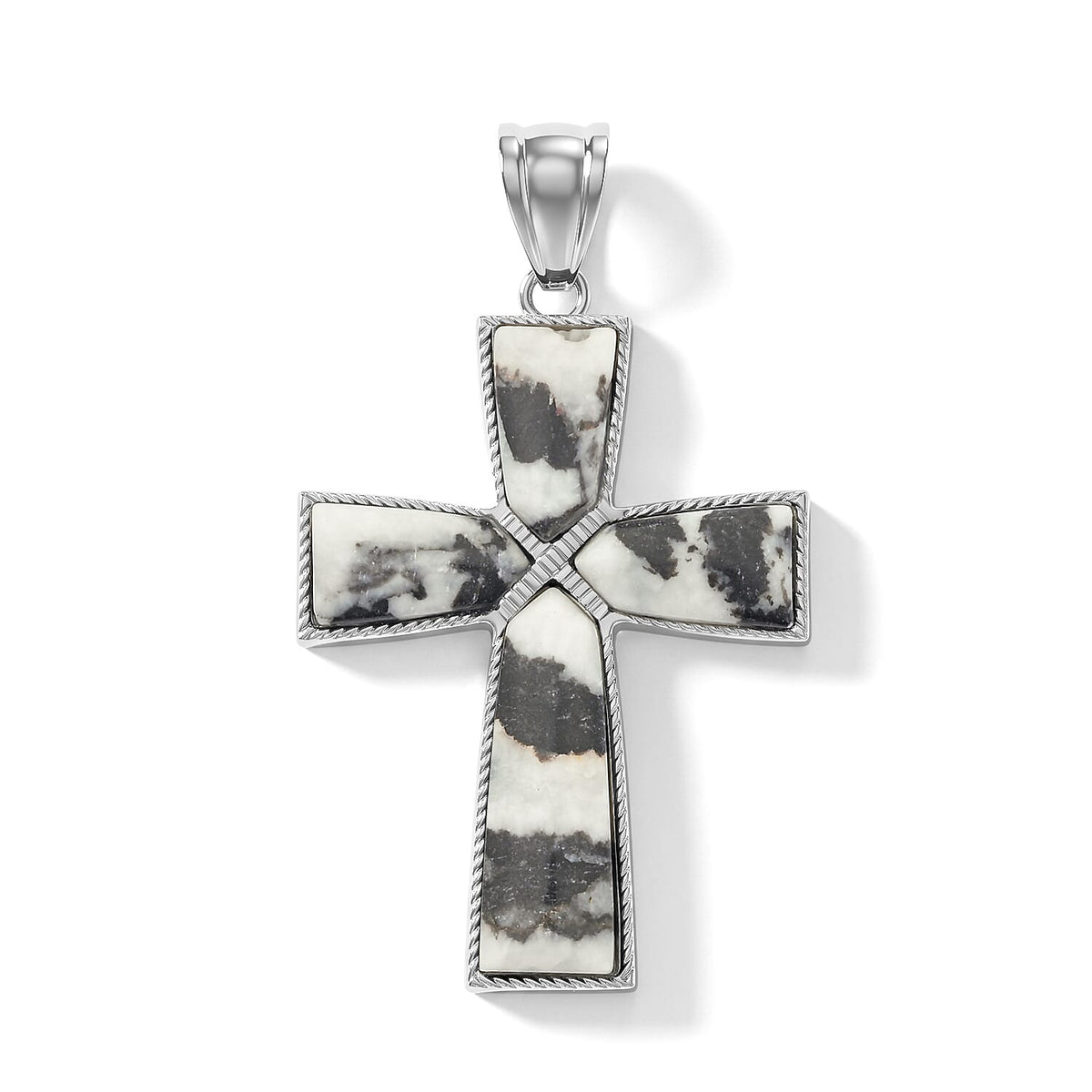 Tigers Eye 28.00 ctw Taper Point Cross Pendant in Silvertone