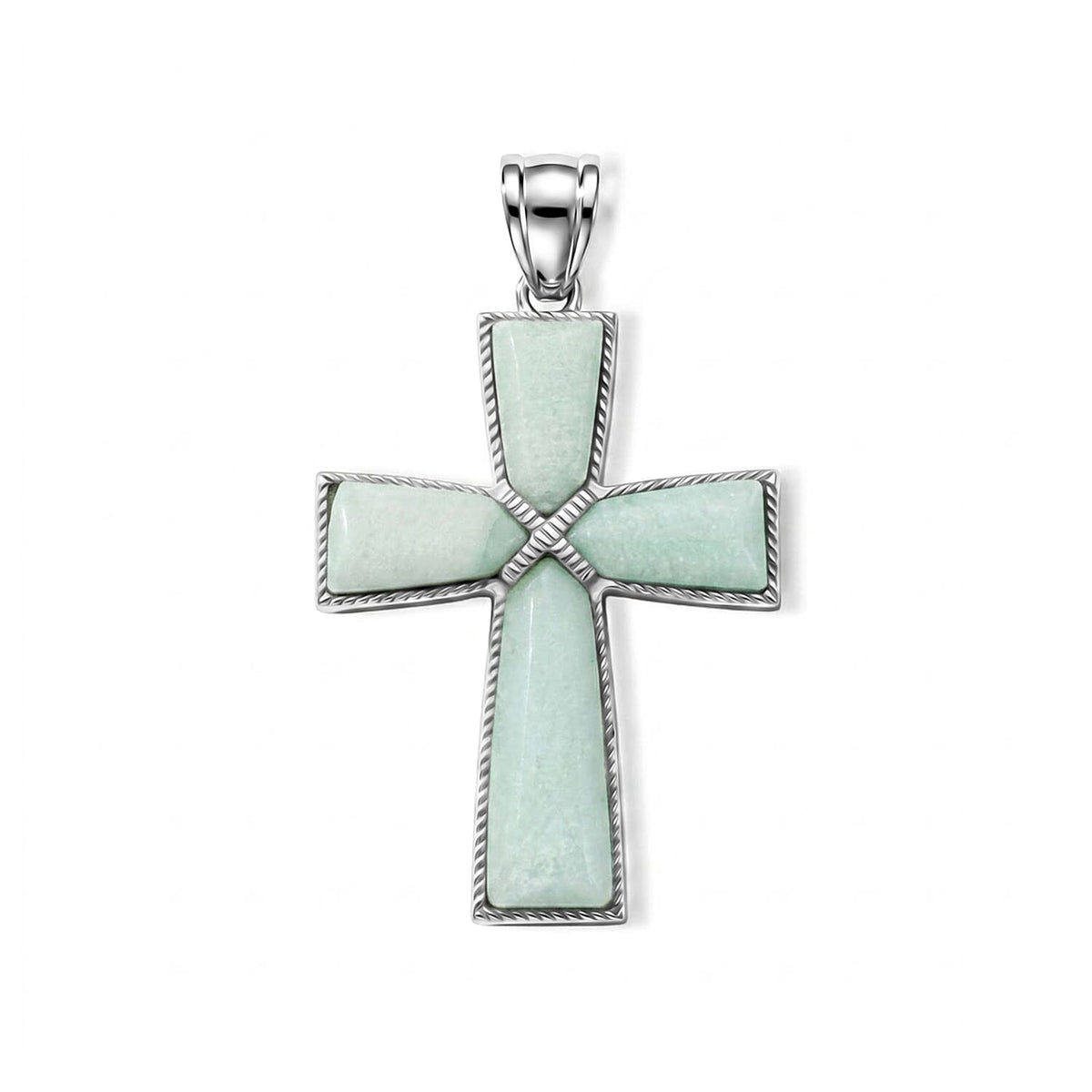Tigers Eye 28.00 ctw Taper Point Cross Pendant in Silvertone