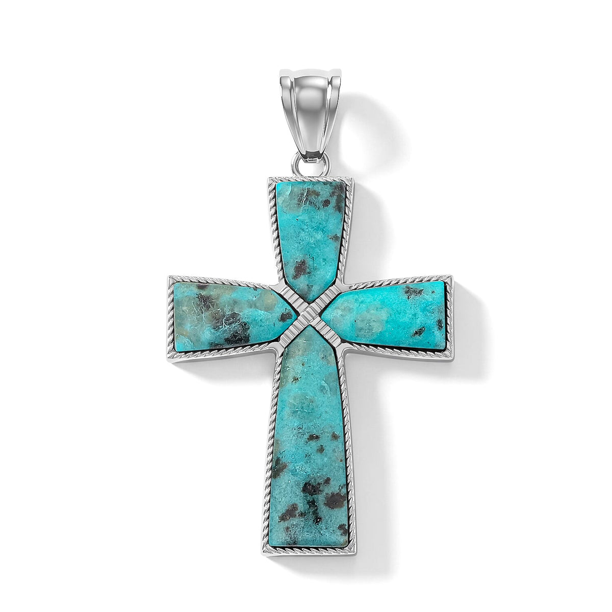 Tigers Eye 28.00 ctw Taper Point Cross Pendant in Silvertone