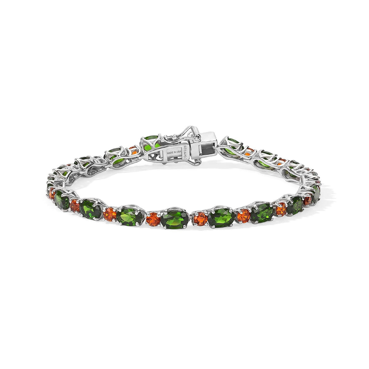 D''Joy Santa Ana Madeira Citrine, Natural Green Apatite Bracelet in Rhodium Over Sterling Silver (6.50 In) 9.86 ctw