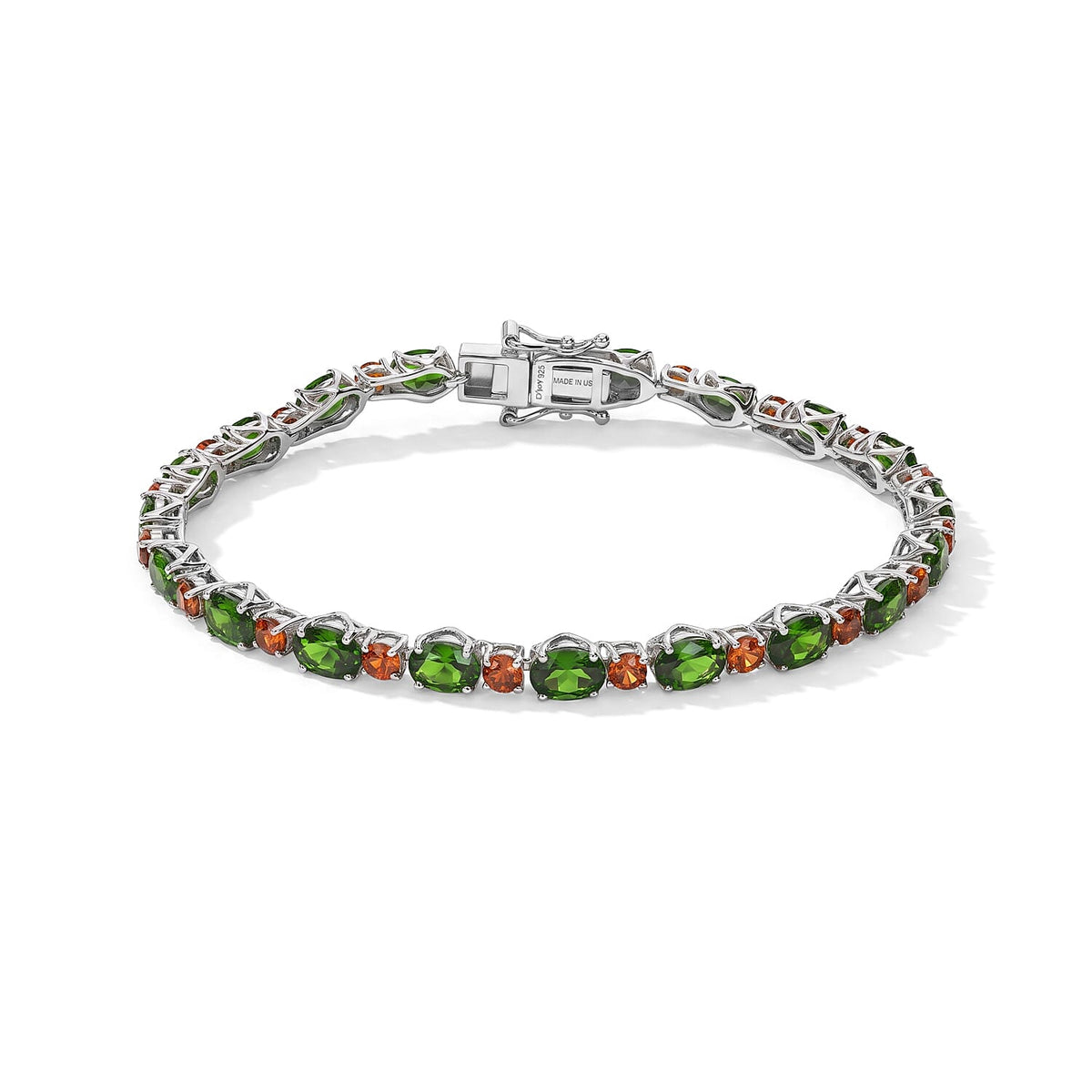 D''Joy Santa Ana Madeira Citrine, Natural Green Apatite Bracelet in Rhodium Over Sterling Silver (6.50 In) 9.86 ctw