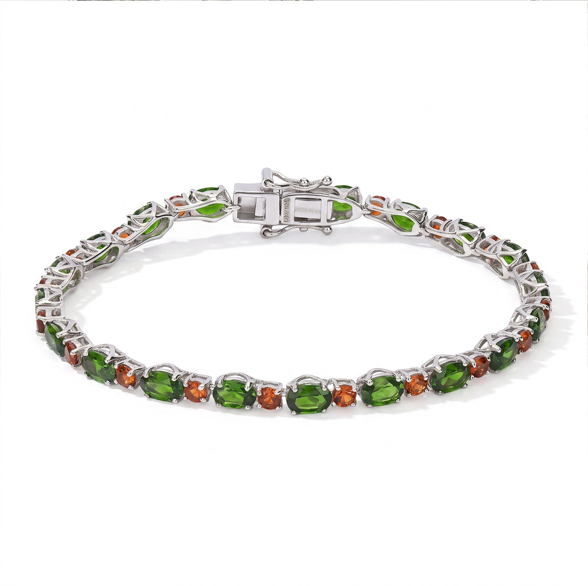 D''Joy Santa Ana Madeira Citrine, Natural Green Apatite Bracelet in Rhodium Over Sterling Silver (6.50 In) 9.86 ctw