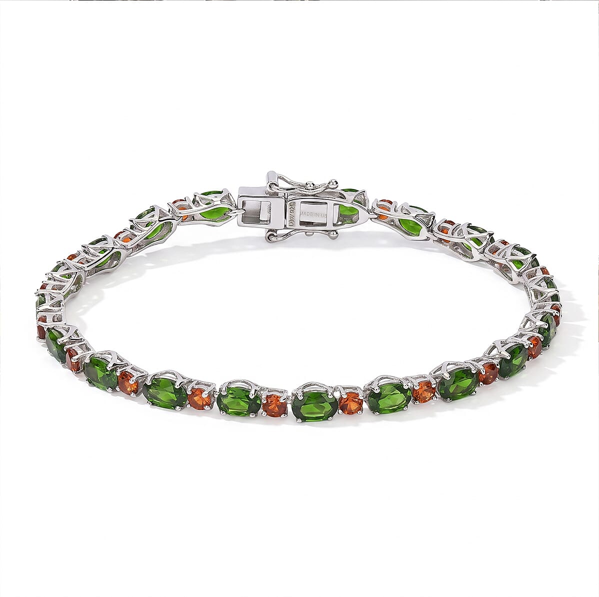 D''Joy Santa Ana Madeira Citrine, Natural Green Apatite Bracelet in Rhodium Over Sterling Silver (6.50 In) 9.86 ctw
