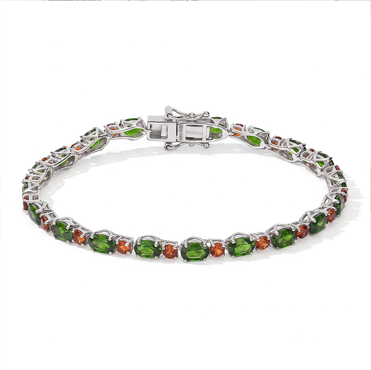 D''Joy Santa Ana Madeira Citrine, Natural Green Apatite Bracelet in Rhodium Over Sterling Silver (6.50 In) 9.86 ctw