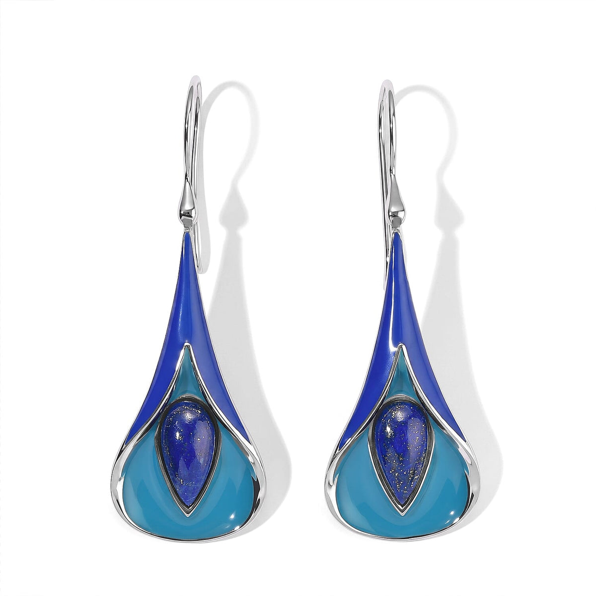 Sajen Silver Lapis Lazuli Earrings in Rhodium Over Sterling Silver 7.50 ctw