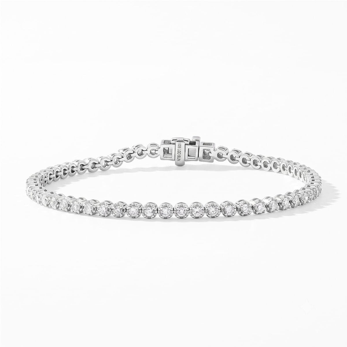 Lab Grown Diamond (G-VS) Tulip Design Bracelet in Platinum Over Sterling (7.25 In) 2.00 ctw