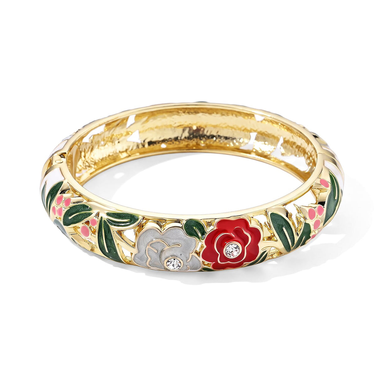 Austrian Crystal and Multi Color Enameled Stretch Bracelet (7.0 In)