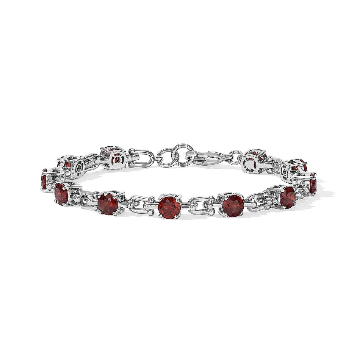 EverTrue Rose De France Amethyst 6.85 ctw Station Bracelet in Platinum Bond (8.00 In)