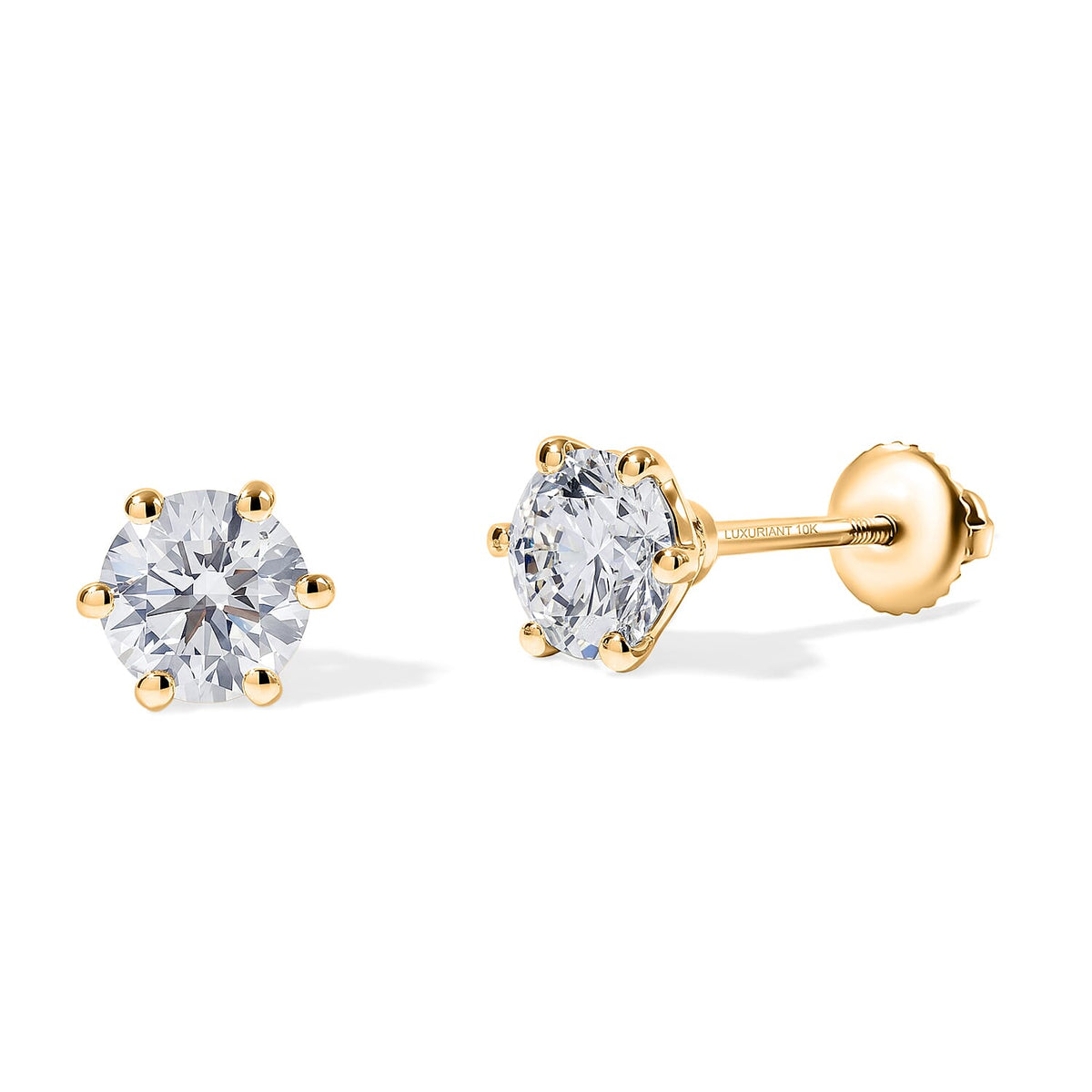 Luxuriant Lab Grown Diamond E-F VS Solitaire Stud Earrings in 18K Vermeil Rose Gold Over Sterling Silver 0.25 ctw