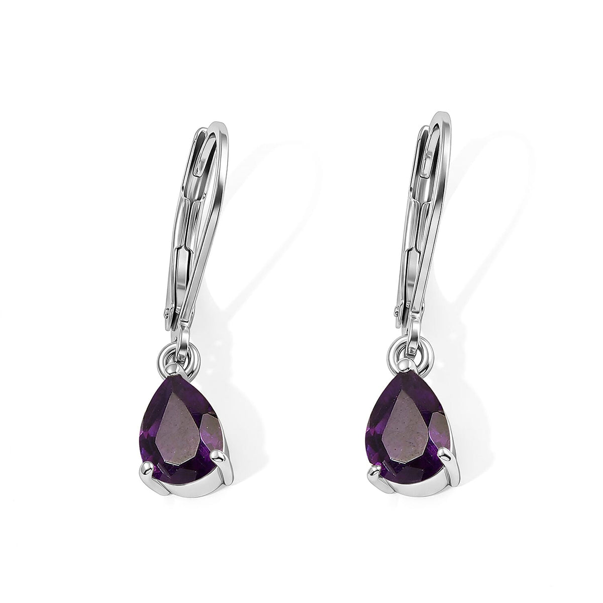 EverTrue African Amethyst Solitaire Earrings in Stainless Steel 1.35 ctw