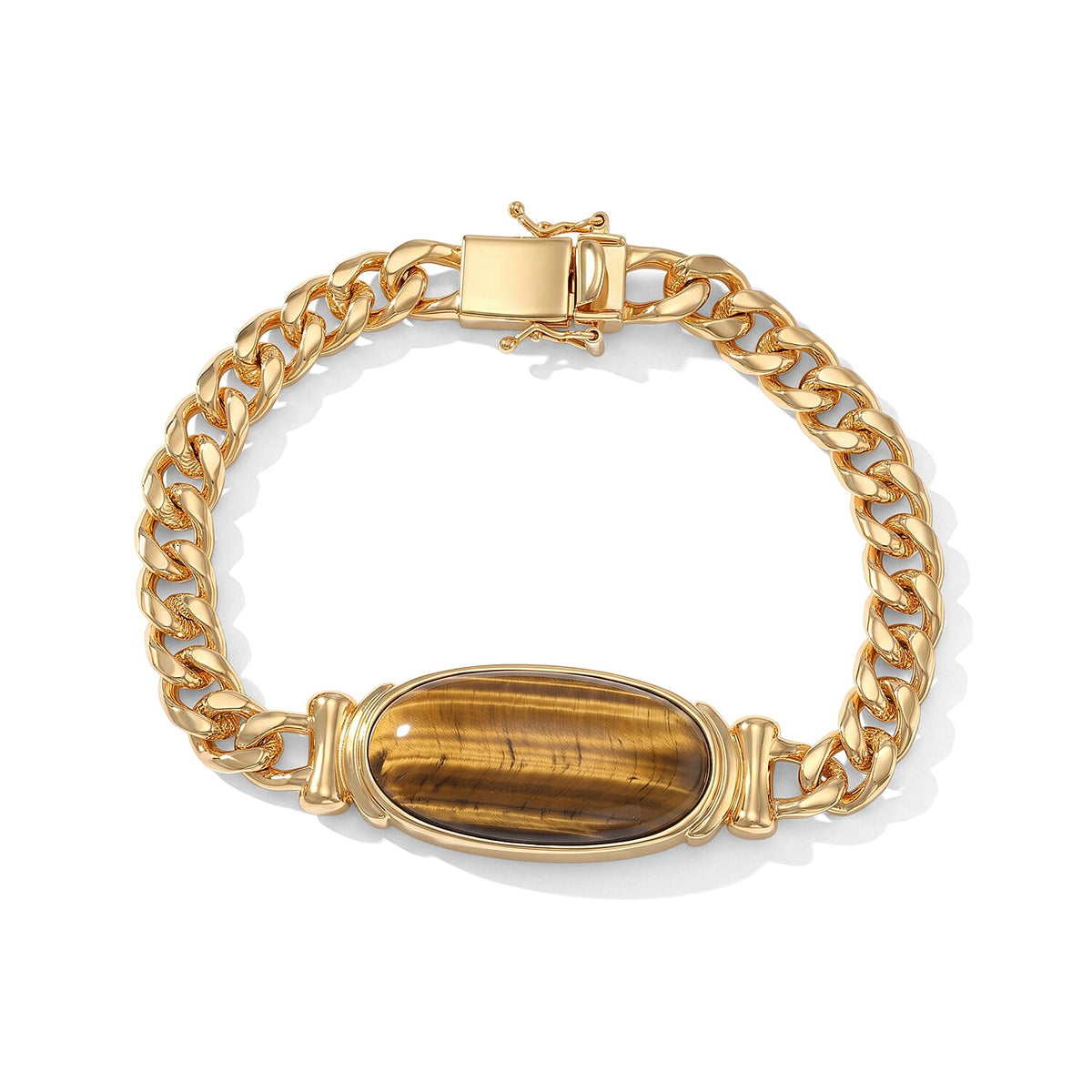 EverTrue Tigers Eye Fancy Bracelet (Size - 7.25) in 18K YG Plating Pure Yellow Brass 20.47 ctw