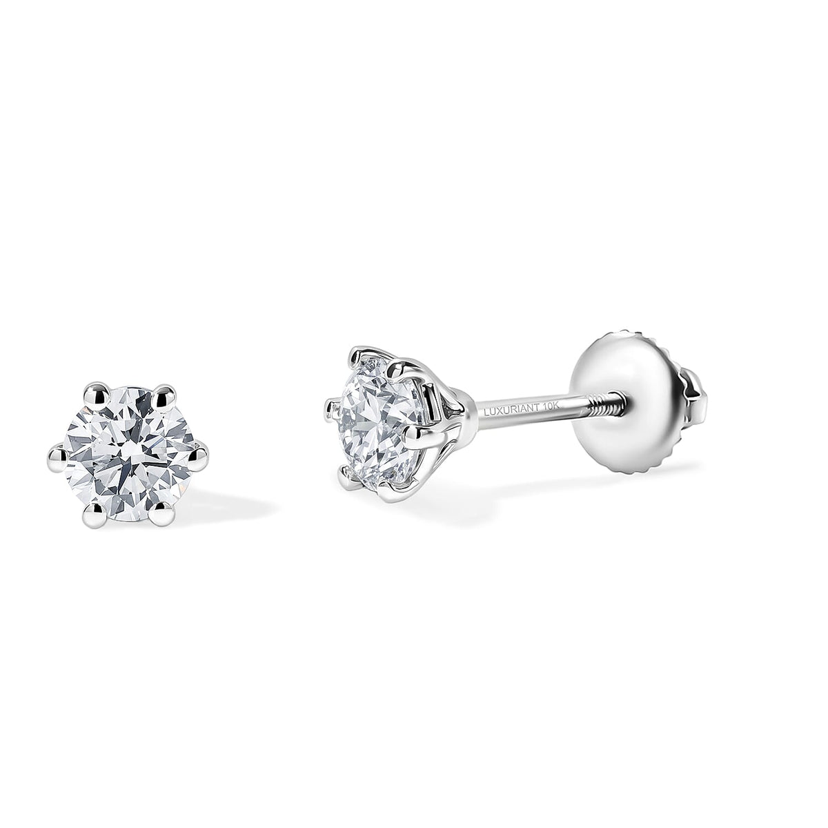 Luxuriant Lab Grown Diamond E-F VS Solitaire Stud Earrings in 18K Vermeil Rose Gold Over Sterling Silver 0.25 ctw